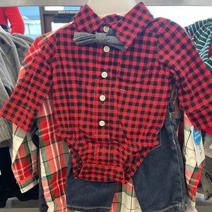 Carter’s boys holiday set. Shirt pants and bow tie